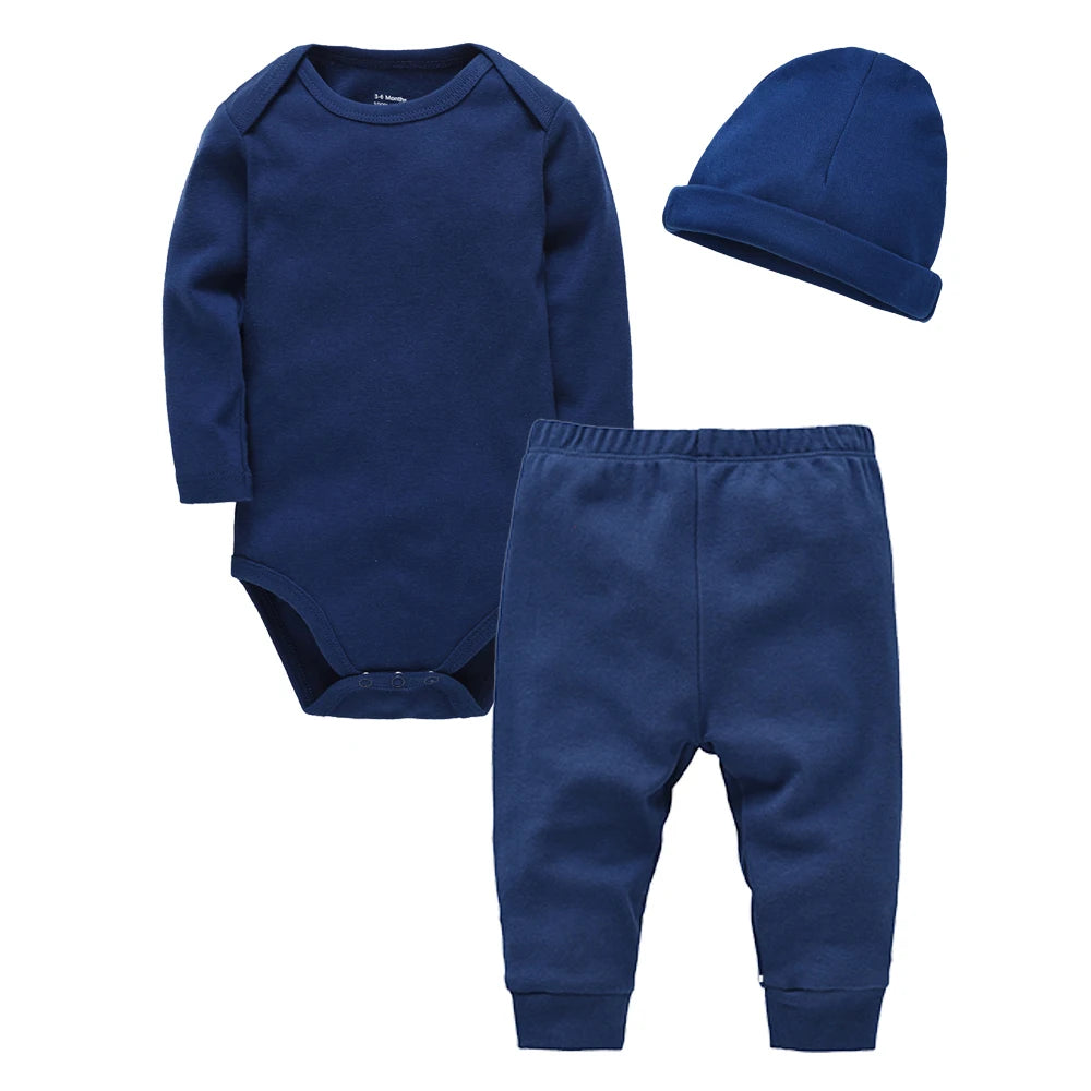 3 Pieces Set Cotton Baby Rompers - Bodysuit Clothes