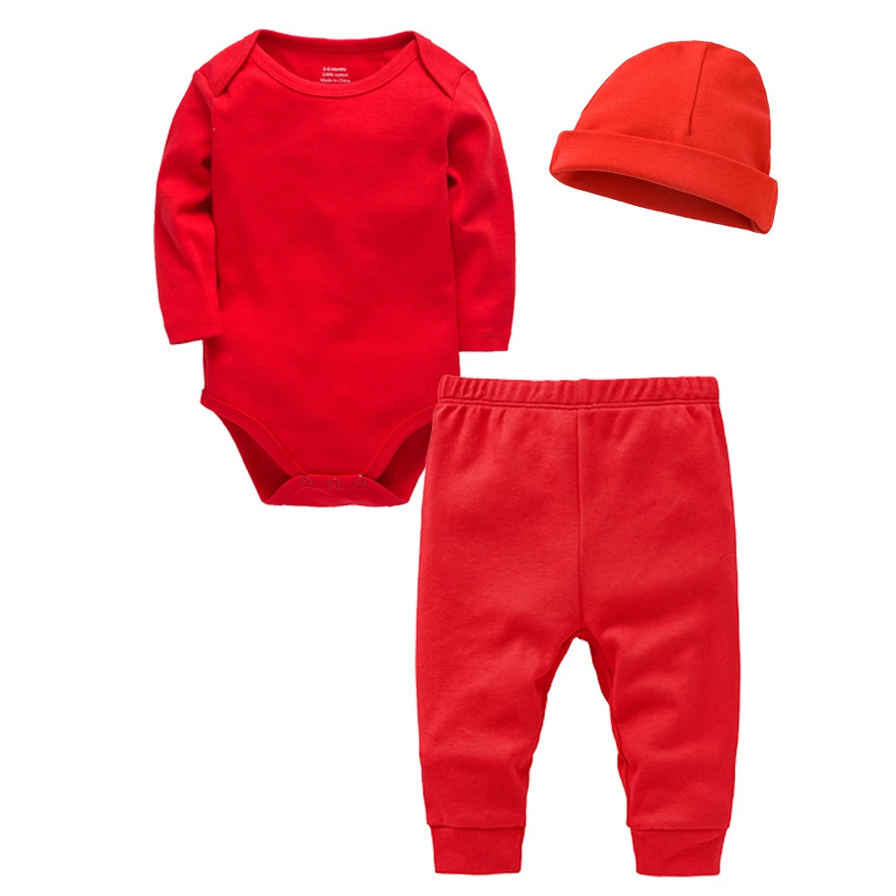 3 Pieces Set Cotton Baby Rompers - Bodysuit Clothes