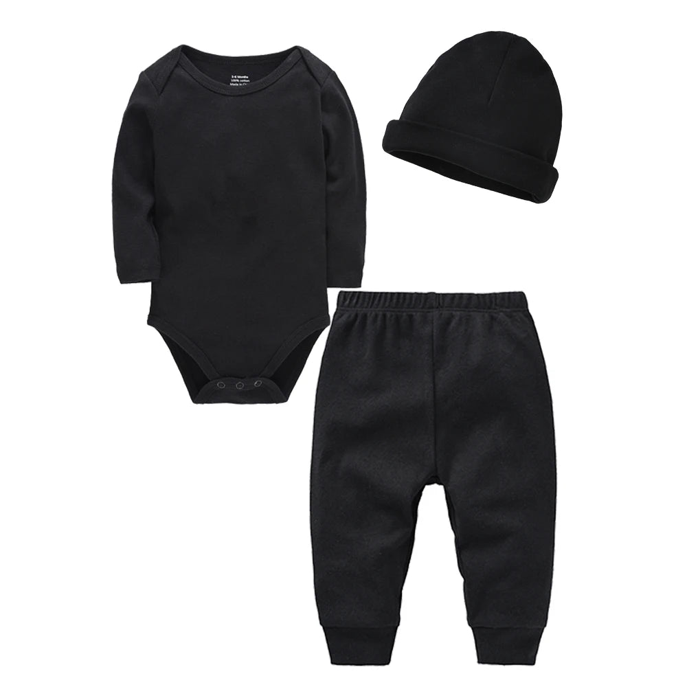 3 Pieces Set Cotton Baby Rompers - Bodysuit Clothes