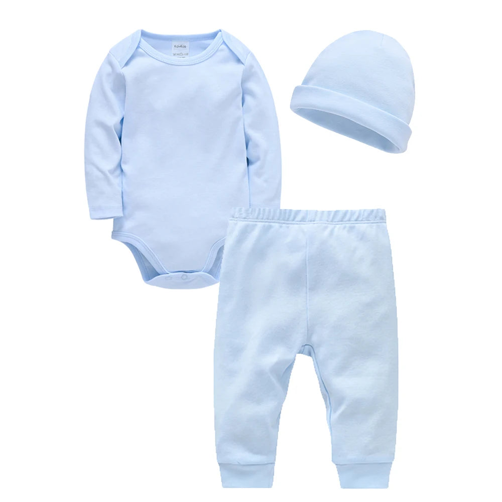 3 Pieces Set Cotton Baby Rompers - Bodysuit Clothes