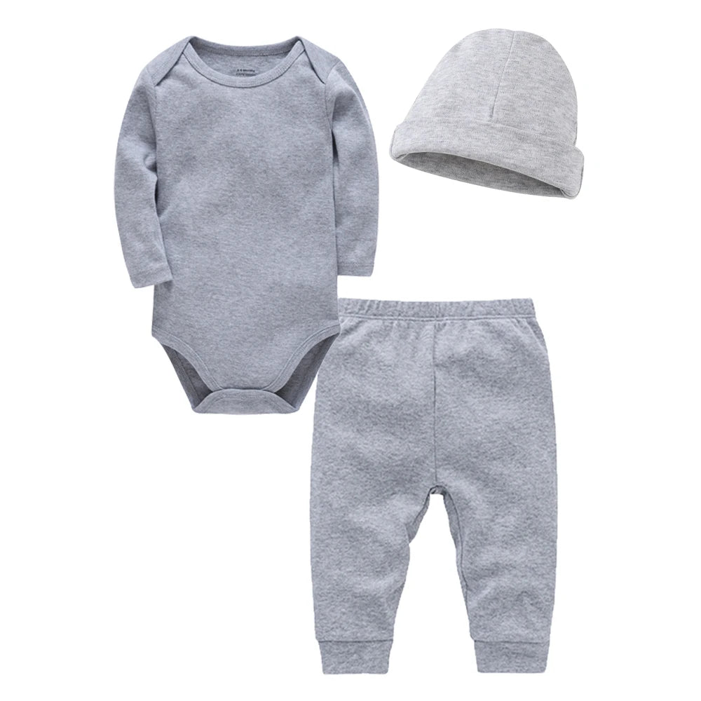 3 Pieces Set Cotton Baby Rompers - Bodysuit Clothes