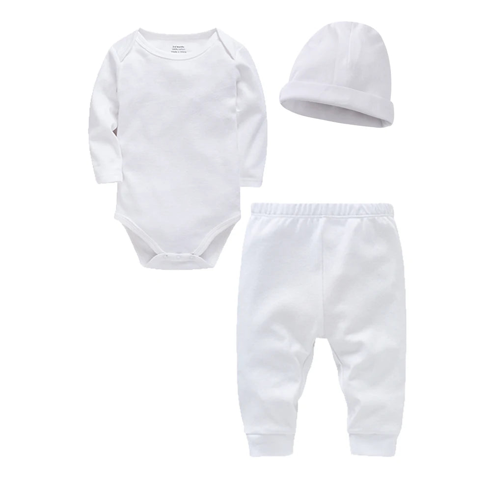 3 Pieces Set Cotton Baby Rompers - Bodysuit Clothes