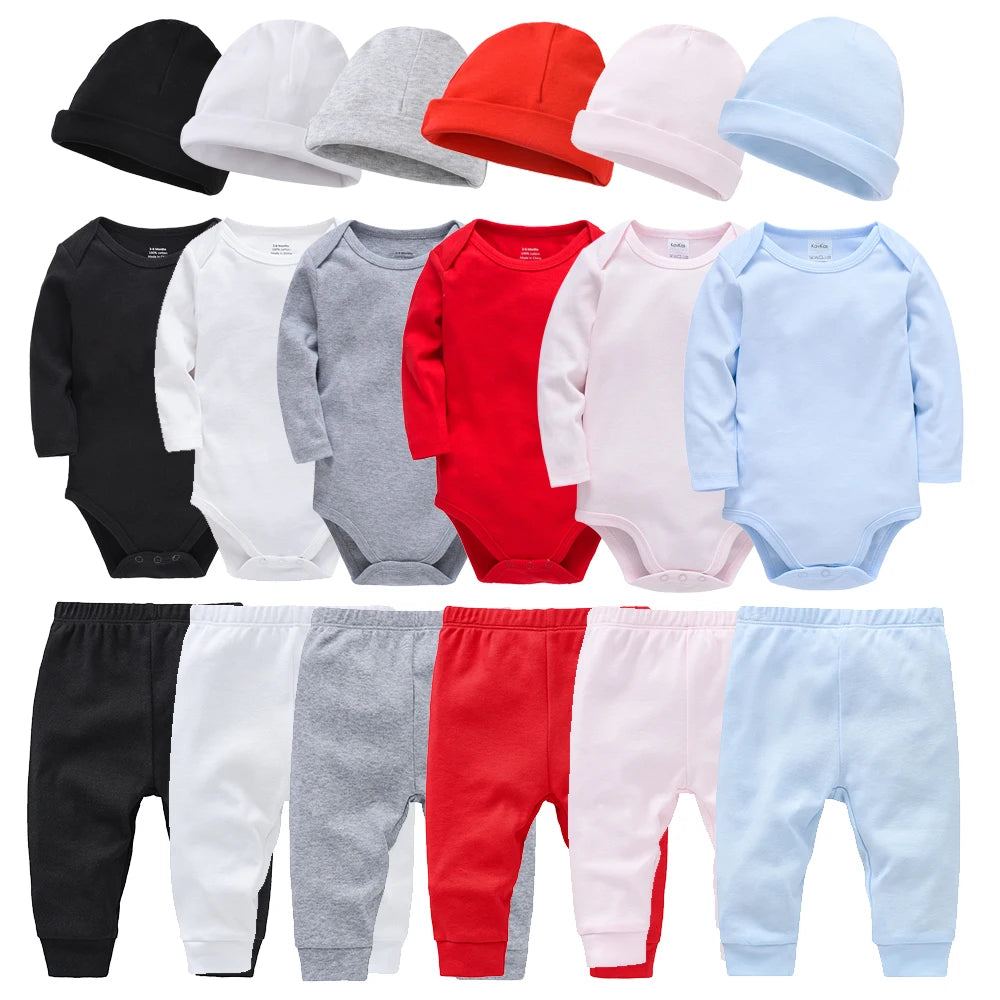 3 Pieces Set Cotton Baby Rompers - Bodysuit Clothes