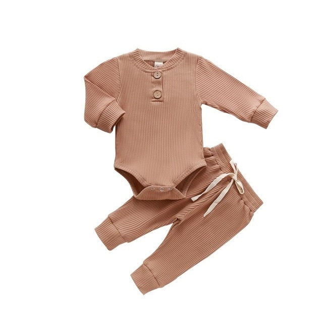 Newborn Baby Girls Boys Ribbed Solid