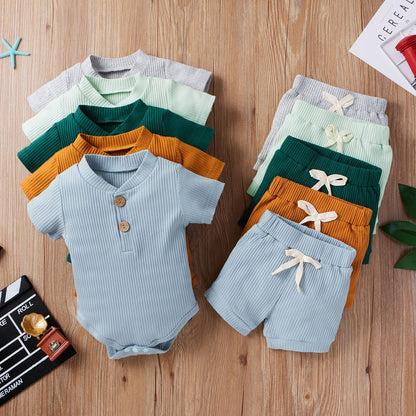 Baby Bodysuit Casual Adjustable Short-sleeved