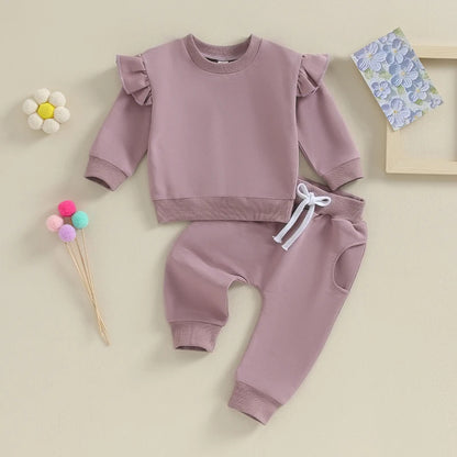Boys Solid Color Long-sleeve Sweater Set