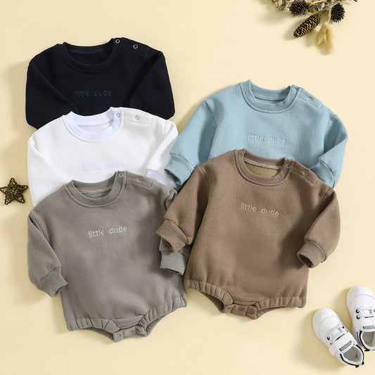 Infant Jumpsuit Solid Color Loose Long Sleeve
