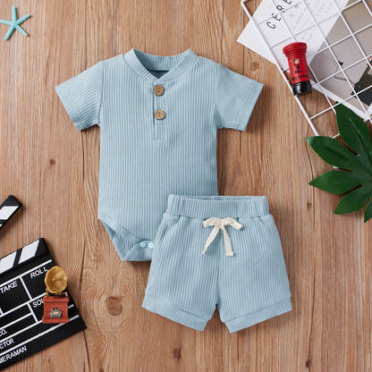 Baby Bodysuit Casual Adjustable Short-sleeved