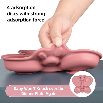 2pcs Baby Butterfly Silicone Dining Plate