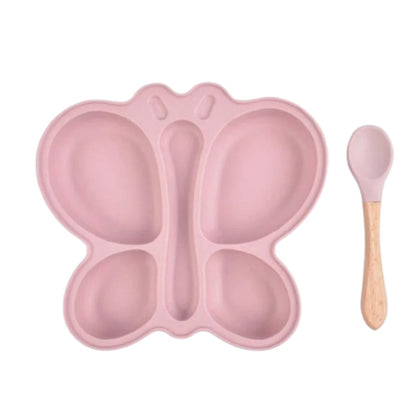 2pcs Baby Butterfly Silicone Dining Plate