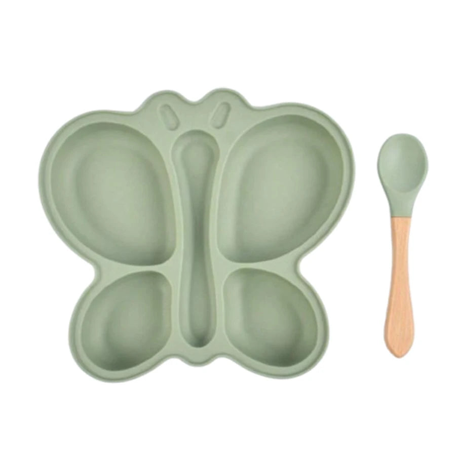 2pcs Baby Butterfly Silicone Dining Plate