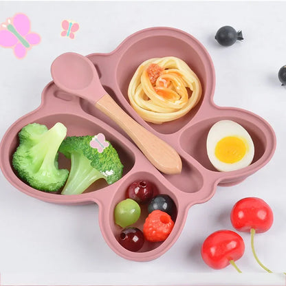2pcs Baby Butterfly Silicone Dining Plate