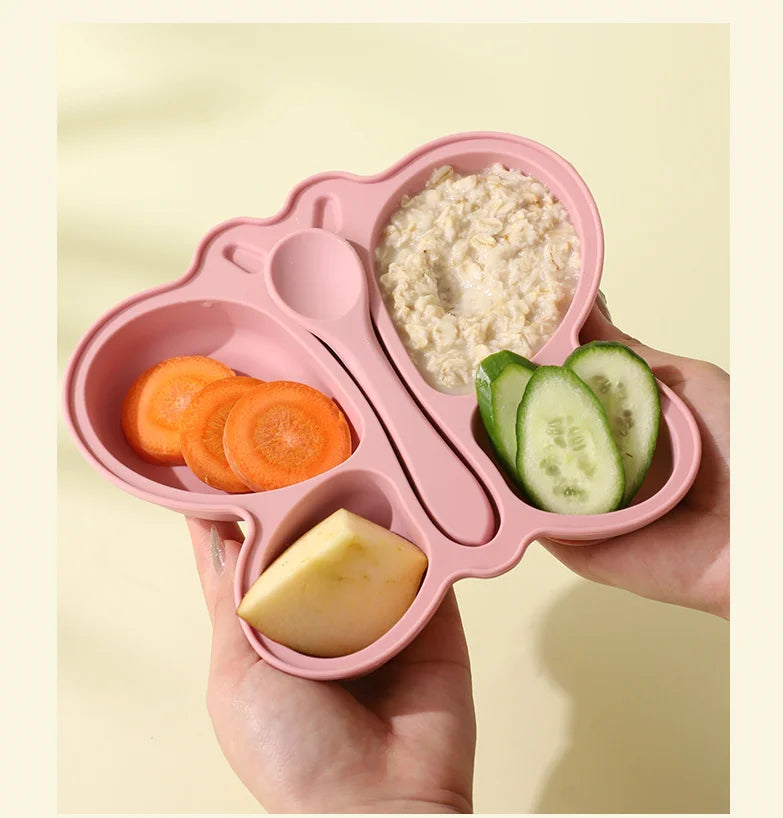 2pcs Baby Butterfly Silicone Dining Plate