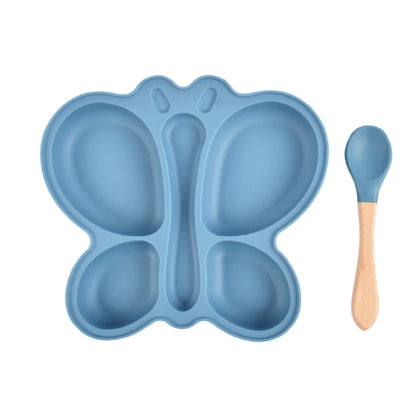 2pcs Baby Butterfly Silicone Dining Plate