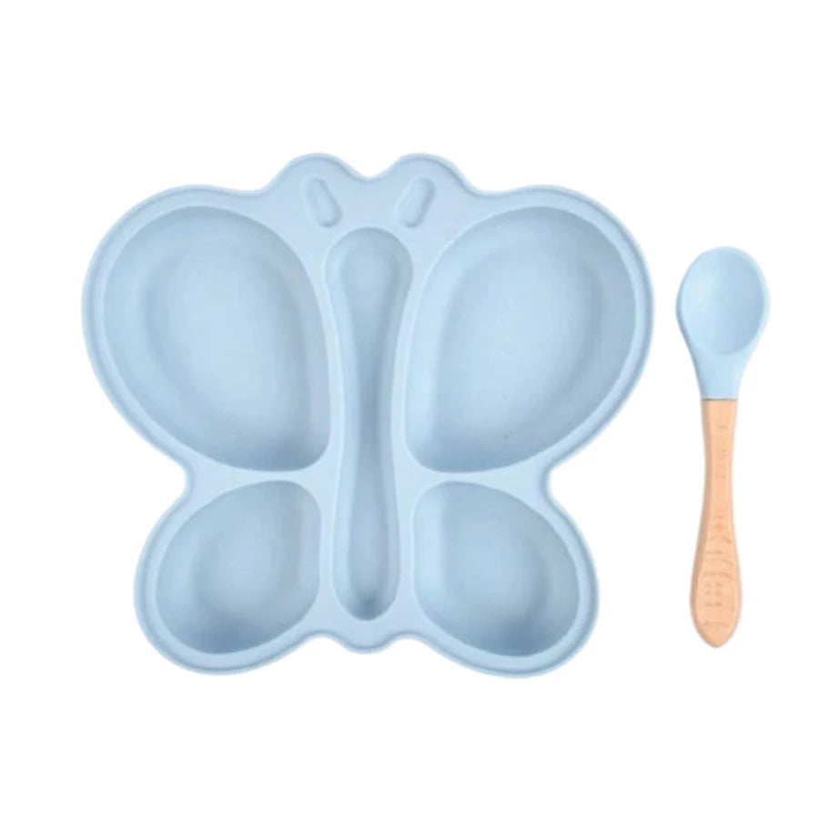 2pcs Baby Butterfly Silicone Dining Plate