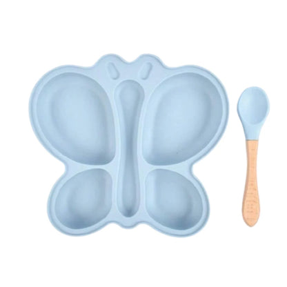 2pcs Baby Butterfly Silicone Dining Plate