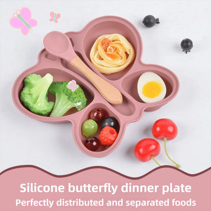 2pcs Baby Butterfly Silicone Dining Plate