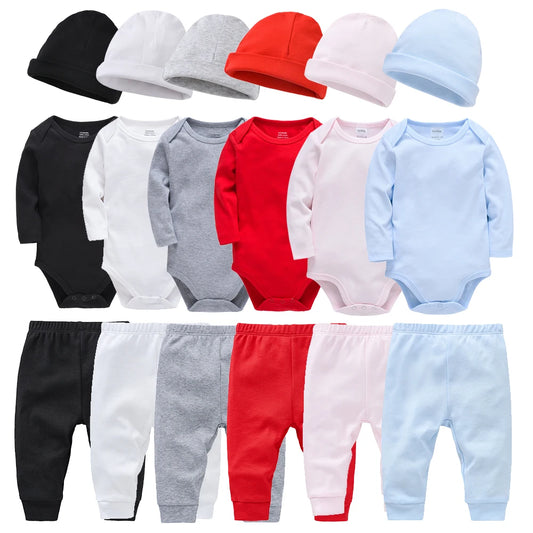 3 Pieces Set Cotton Baby Rompers - Bodysuit Clothes