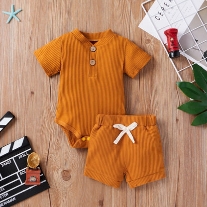 Baby Bodysuit Casual Adjustable Short-sleeved