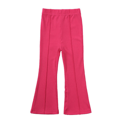 Girls' Short-sleeved Shirt Bell-bottom Pants -Two-piece Set